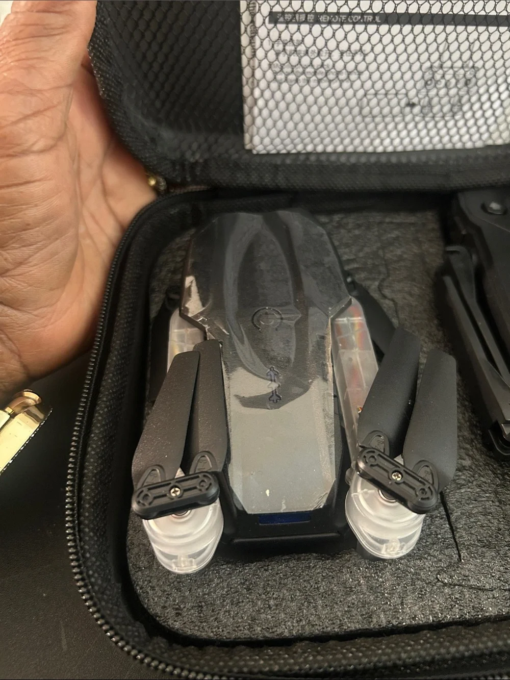 Compact Foldable Black Drone with Remote Controller